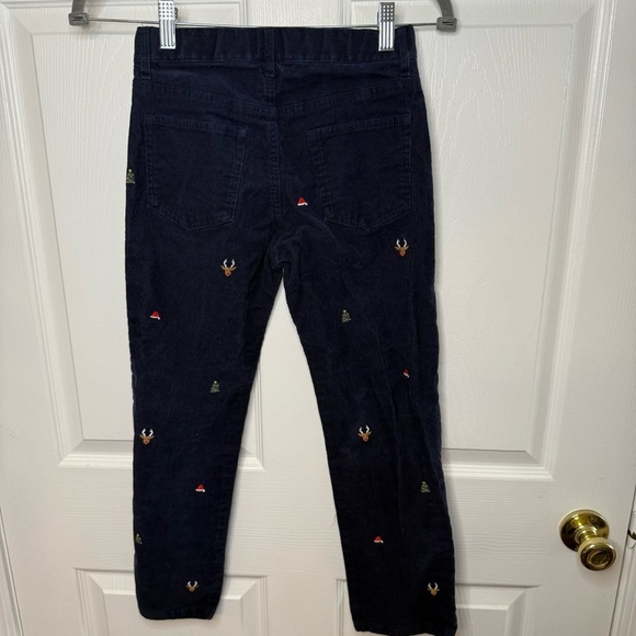 Janie and Jack Navy Corduroy Pants with Embroidered Christmas Detail Size 8 GUC - Picture 3 of 6